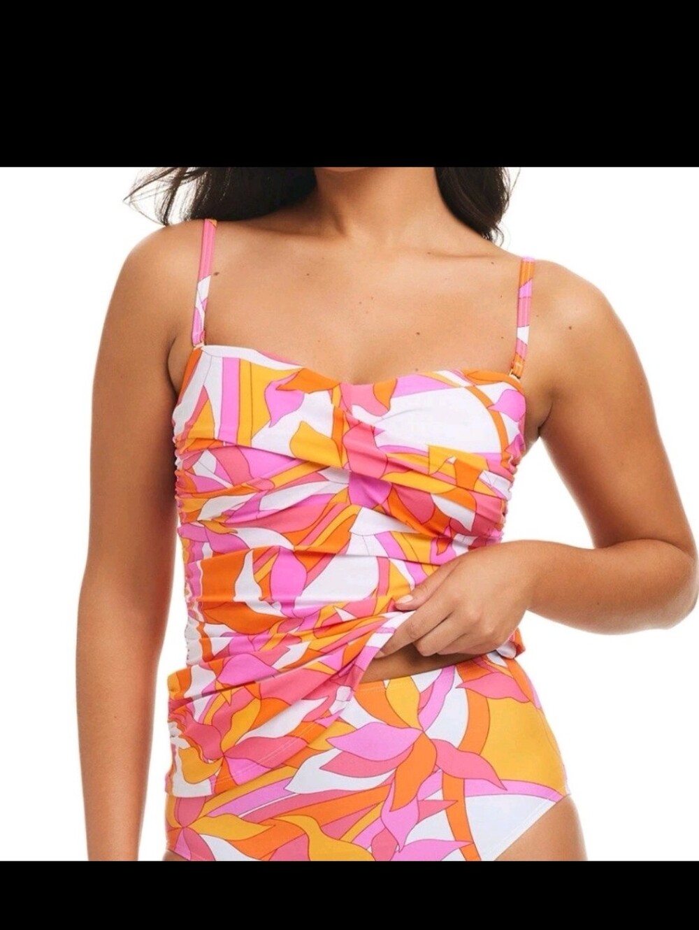 Soma Beyond Control Twisted Front Tankini Top Pink Multi M Medium 6